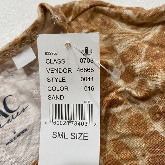 PACSUN Pac Cares Tie Front Crop Top NWT Size Small | Sand Marble Print Short Sle - Picture 6 of 6